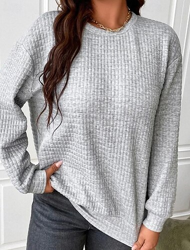  Γυναικεία Pullover Σκέτο Κομψό στυλ street Καθημερινό Άνετο Μακρυμάνικο Στρογγυλή Ψηλή Λαιμόκοψη Κανονικά μπλουζάκια Δρόμος Αργίες Εξόδου Μαύρο Γκρίζο Φθινόπωρο