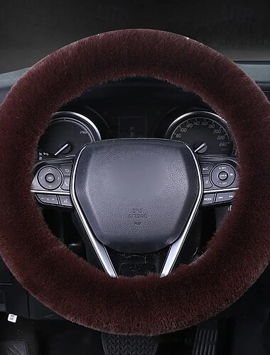  כיסוי הגה לרכב קטיפה אוניברסלי רך אלסטי פוכי פרווה ארנב פרווה חורף חם פנים אחיזה מגן לנשים בנות כלי רכב