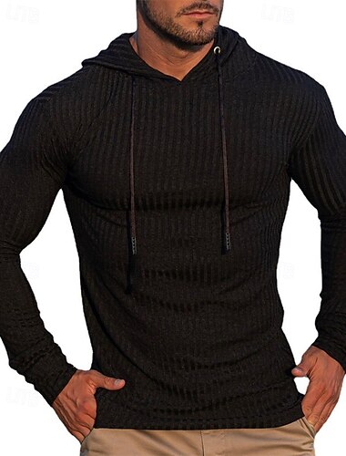  Men's Hoodie Hiking top Sport Hoodie Long Sleeve Hooded Tee Tshirt Top Outdoor Thermal Warm Lightweight Winter Quarter-Zip Polyester Black Army Green Navy Blue Hunting Fishing Running