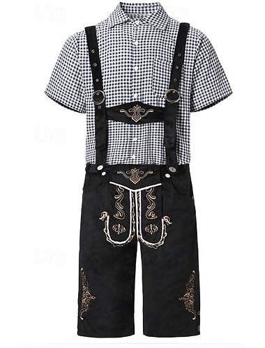  Oktoberfest Lederhosen Camisa Bávaro Alemão Munique prados Homens Carnaval Festa Festival da Cerveja Pano de Estilo Tradicional
