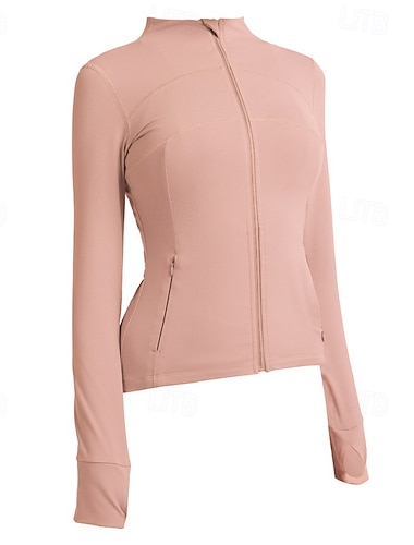  Damen Yogajacke Stehkragen Schnelltrocknend Vollreißverschluss Langarm Sport Einfarbig Oberteil Für Fitnessstudio Fitnesstraining Fitness Schlank Sportkleidung