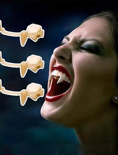  Zanne da vampiro retrattili per Halloween, denti da vampiro realistici per cosplay, accessori per feste in costume da zombie per adulti e bambini, spaventose dentiere da Dracula per travestimenti in maschera per Halloween