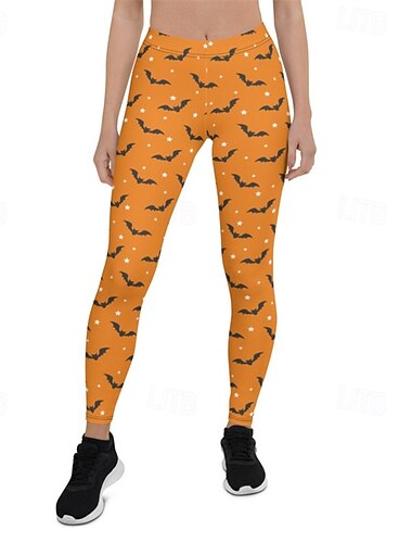  Per donna Pantaloni Leggings Streetwear Casual Lunghezza intera Vita AltaPantsHalloween Pipistrello Elastico in vita Stampato Traspirabilità Confortevole Elasticizzato Vacanza Streetwear