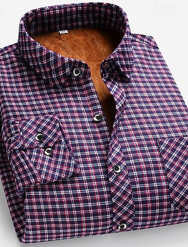  Per uomo Camicia casual Camicia di flanella Camicia a quadri Camicia con Bottoni Rosso Blu Manica Lunga Quadri Bavero Vacanza Casual Quotidiano Bottonato Abbigliamento Moda Casual Confortevole