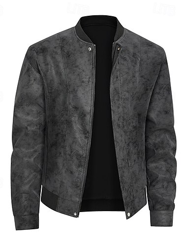  Miesten Faux mokkanahka takki Moottoripyörä takki Loma Päivittäin Tuulenkestävä Pidä lämpimänä Tasku Syksy Talvi Tavallinen Muoti Klassinen Stand-kaula-aukko Normaali Musta Kahvi Jackets