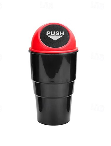  פח אשפה מיניאטורי לרכב עם מכסה עמיד למים מחזיק כוסות אשפה פח אשפה לרכב משענת יד אחסון מיכל רב תכליתי פלסטיק אשפה ארגונית פנים רכב