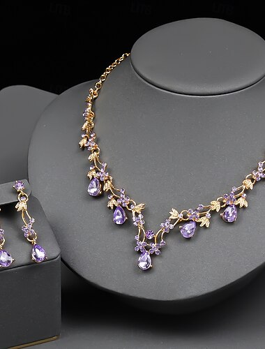  Set di gioielli da sposa 2 Diamanti d'imitazione 1 Collana Orecchini Per donna Vintage Lusso Classico Adorabile Classico Amore Prezioso Goccia d'acqua diamante Parure di gioielli Per Matrimonio Feste