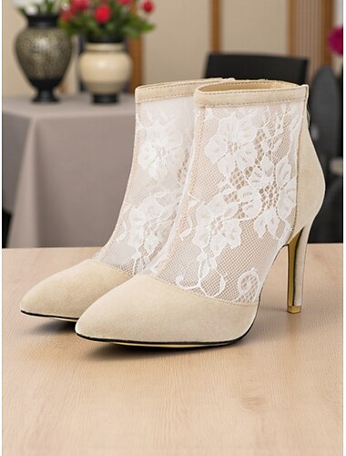  Bottines à talons aiguilles en dentelle noire pour femmes – élégantes chaussures à bout pointu pour une soirée, une réunion décontractée ou une occasion formelle