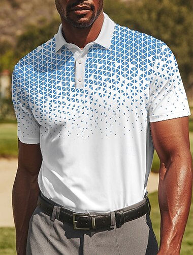  Per uomo Geometrico Golf Polo Polo Sportivi Manica Corta Magliette polo Camicie con Colletto Abbigliamento Sportivo Casual Athleisure Abbigliamento quotidiano Bottoni Estate Nero Rosso Blu