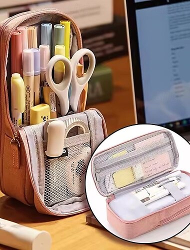  geantă pentru pixuri, husă pliabilă cu două straturi, suport din material textil pentru telefon, husă de depozitare pentru papetărie, birou, școală