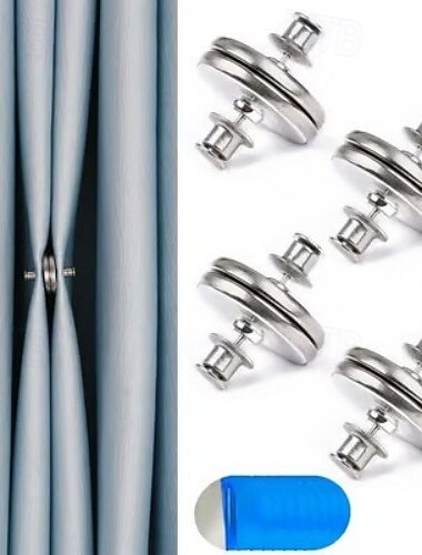  Clips magnéticos para cortinas, 16 unidades, cierres magnéticos resistentes para cortinas opacas, soportes de botón a presión extraíbles para cortinas, cierres que bloquean la luz, hebillas de