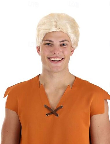  Perucă pentru costumul lui Barney Rubble pentru bărbați Flintstones, perucă Napoleon Dynamite, peruci de Halloween pentru cosplay și petrecere