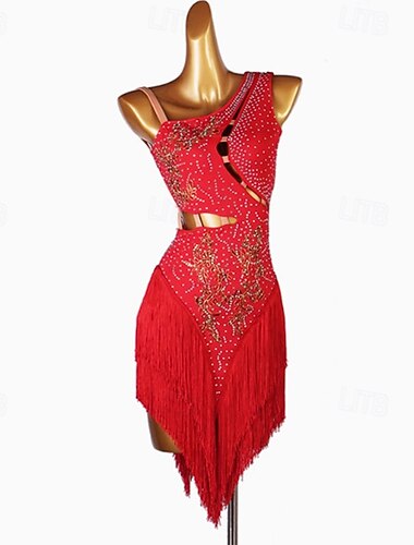  Latijnse dans Kleding Kwastje Kristallen / Bergkristallen Dames Prestatie Alledaagse kleding Mouwloos Spandex
