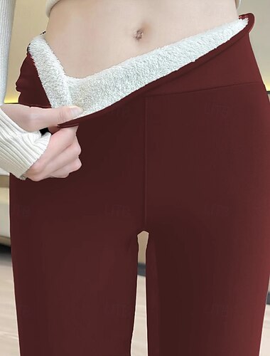  Dam Byxor Damasker Streetwear Ledigt Fullängd Naturlig Slät Elastisk midja Mjuk Gata Helgdag Dagliga kläder Rödvin Mörkgrått Svart Mörk marin Vinter Normal