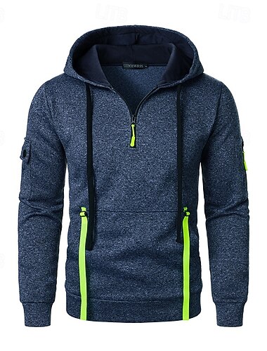  Pánské Kapuce Svetrová mikina s kapucí Mikina se zipem na čtvrtletí Taktická mikina s kapucí Černá Fialová Námořnická modř Vodní modrá Kapuce Bez vzoru Multi kapsa Sporty a outdoor Denní Streetwear