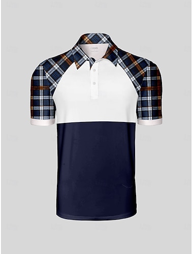  Homens Camisa polo de caminhada Azul Escuro Manga Curta Blusas Roupas de golfe, roupas, roupas, roupas