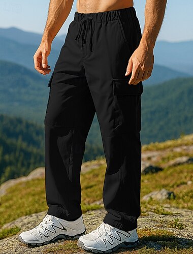  Homme Pantalons Cargo Pantalons de randonnée Extérieur Coupe régulière Imperméable Coupe-vent Bas Cordon de serrage Avec Poches Noir Kaki Camping / Randonnée Course S M L XL XXL