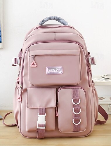  Bambini Ragazzi Ragazze Zaino Zaino scolastico Zaino Funzionale Scuola Quotidiano Tinta unica Nylon Regolabile Grande Capacità Leggero Cerniera Rosa chiaro Nero Rosa