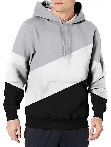  Pánské Kapuce Bílá Khaki Kapuce Barevné bloky Kapsy Sporty a outdoor Denní Dovolená Polyester Šik ven Základní Na běžné nošení Jaro Podzim Oblečení Mikiny s kapucí Mikiny