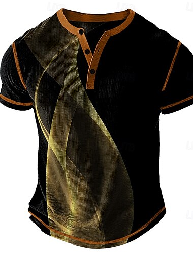  Per uomo Grafico Astratto Maglia Henley Maglietta a nido d'ape Manica Corta Quotidiano Retrò Vintage Classico Sport all'Aperto Casuale Ferie Primavera & Estate Tutte le stagioni Blu Giallo Verde