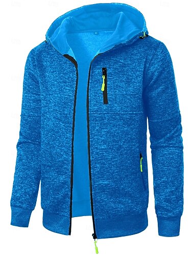  Homens Moletom Full Zip Hoodie Preto Vinho Azul Marinha Azul Laranja Com Capuz Tecido Bolsos Desportos e Ar livre Diário Streetwear Básico Casual Treino Todas as Estações Roupa Moletons Moletons
