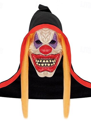  Böse Clown-Maske für Halloween für Erwachsene, realistische, gruselige Latex-Gesichtsmaske, gruselige, lächelnde Joker-Maske für Cosplay, Auftritte, Barpartys und Maskenball-Dekor