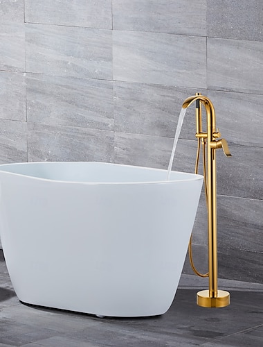  Badkarskran - minimalist Elektropläterad Golvmonterad Keramisk Ventil Bath Shower Mixer Taps