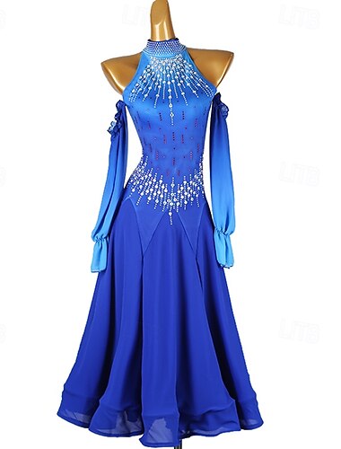  Társastánc Ruha Kristályok / Strasszok Női Teljesítmény Hétköznapi viselet Hosszú ujj Spandex