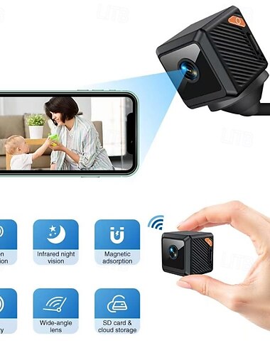  Kamera monitorująca HD 1080p inteligentna mini bezprzewodowa konstrukcja kamera internetowa wifi - z noktowizorem w podczerwieni, widok w dowolnym miejscu i czasie bezprzewodowa kamera