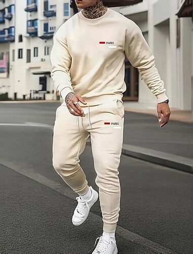  Homme Paris 2 pièces Ensembles de sweat-shirts 3D Survêtement Sweatshirt Pull manche longue Pantalon long Col ras du cou Sportif Décontracté Quotidien Occasionnel Impression 3D Printemps Automne Hiver