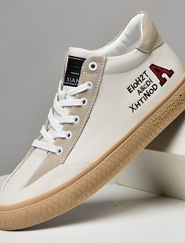  Pánské ležérní kotníkové tenisky s retro potiskem, stylové plátěné skate boty pro každodenní nošení a městský street styl