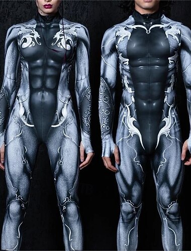  spier bodysuit full body catsuit eng kostuum heren dames jongens kinderen volwassenen optreden feest club halloween carnaval dag van de doden gemakkelijk