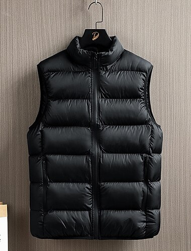  Herre Trekking-vest Dunvest Uden ærmer Vest Udendørs Hold Varm Vinter Lomme Polyester Sort Blå Grøn Jagt Fiskeri Klatring
