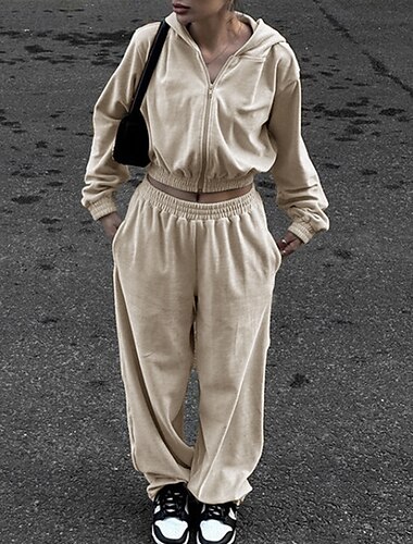  Damskie Dres Spodnie dresowe Athleisure Jesień Długi rękaw Keep Warm Odporność na wiatr Siłownia Bieganie Athleisure Odzież sportowa Odzież sportowa Solidne kolory Czarny Różowy Niebieski