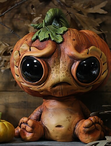  vielseitige, skurrile Außerirdischen-Elfenfigur aus Kunstharz in Kürbisform für die Dekoration zu Hause, im Garten und zu Halloween