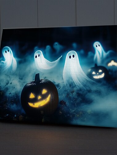  halloween led-kangasseinätaide led-valaistu seinäkoriste 2AA-paristokäyttöinen valaistu canvas-taulu led-valo keittiön makuuhuoneen tai kodin sisustus vesiputous