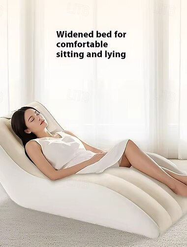  doven oppustelig sofa - rød PVC-flocket bærbar foldbar loungestol til kontor, balkon, camping &udendørs rejser - letvægts &let at oppuste 188 cm * 90 cm * 78 cm
