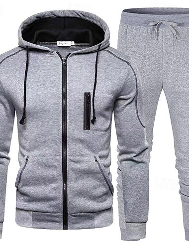  Pánské Kapuce Tepláková souprava Mikina s kapucí na zip Černá Rubínově červená Námořnická modř Námořnická modř Světle šedá Kapuce Barevné bloky 2 ks Sporty a outdoor Denní Dovolená Polyester Šik ven