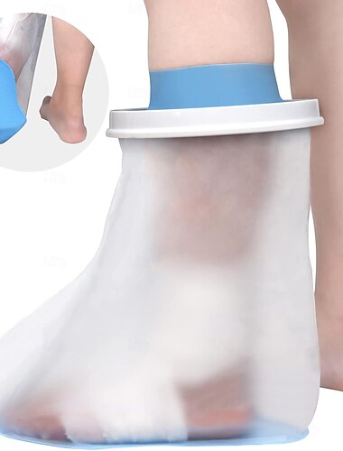  כיסוי כף רגל עמיד למים למקלחת למבוגרים, כיסויי גבס לכף רגל עם ריפוד תחתון נגד החלקה, מגן גבס לקרסול אטום למים לחבישת פצע לניתוח, רב פעמי