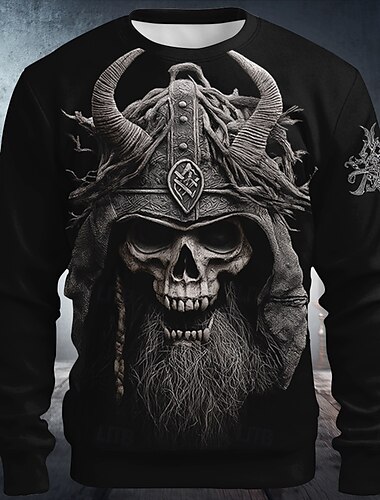  Halloween Herren Grafik Teufel Pullover Kapuzensweatshirt Sweatshirt mit Kapuze Rundhalsausschnitt Punk 3D-Druck Urlaub Ferien Schwarz 1 Schwarz Rundhalsausschnitt 3D-Druck 3D Ganzjahres Designer