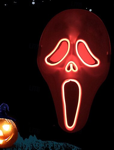  Призрачное лицо День всех святых Маски Светодиодная маска Крик Ужас Страшный Свечение в темноте Светодиодный свет вверх Интеграл Взрослые Муж. Жен. Универсальные Хэллоуин Карнавал