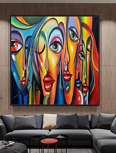  ミントゥラの手作り人物油絵キャンバス壁アート装飾モダン抽象絵画ホームデコレーションロールフレームレス未延伸絵画