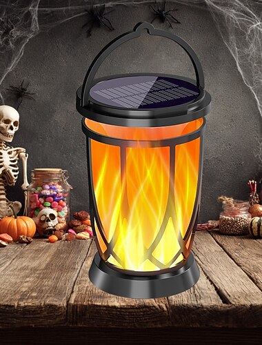  1 Stück wasserdichte Solar-Blinkflammenlaterne für den Außenbereich, 28 LED-Perlen, für Innenhof, Garten, Rasen, Weg, Terrasse, Hängelampe, Pendelleuchte, Halloween, Weihnachtsfeier, Dekoration,