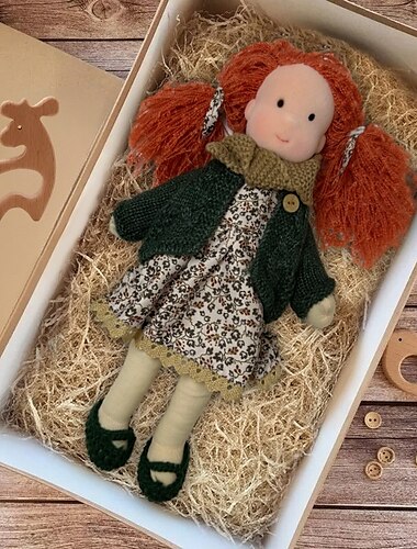  Handmade Waldorf Doll Baby Girl with Clothes Sets - 11.8 Inch Soft Plush Doll for Toddlers Ideal Christmas Gift for Kids