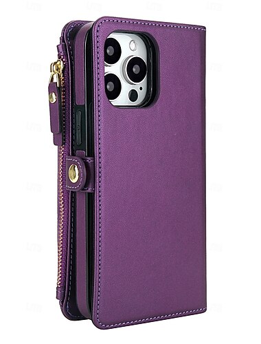  Handy Hülle Handyhüllen Für iPhone 16 15 14 Pro Max Plus 16e 13 Pro Max 13 Mini Brieftaschenhülle mit Trageriemen Unterstützt kabelloses Laden Kartenfach Retro TPU PU-Leder