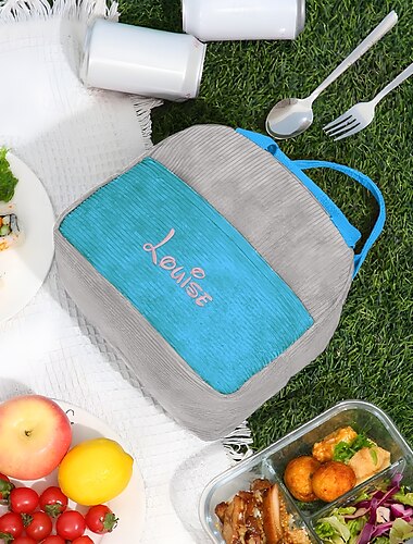  personlig namngiven lunchväska anpassad tillbaka till skolan present, broderad återanvändbar tygkasse för barn vuxna, arbetsskola gym picknick utomhusbruk