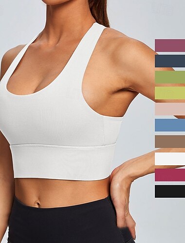  Per donna Canotte da allenamento Reggiseno sportivo Intimo / Maglia Intima Supporto medio Traspirante Senza fili Imbottito Colore Solido / Tinta Unita Sport Abbigliamento sportivo Rosso bordeaux Nero
