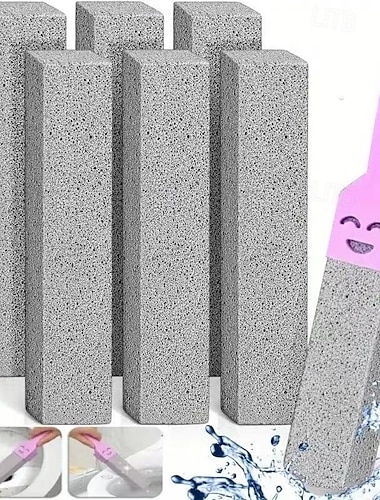  5-delt pimpstensbørstesæt med håndtag, badeværelsesrens til fjernelse af kalk, rust og pletter fra vask, fliser, badekar – ergonomiske rengøringsværktøjer med håndtag