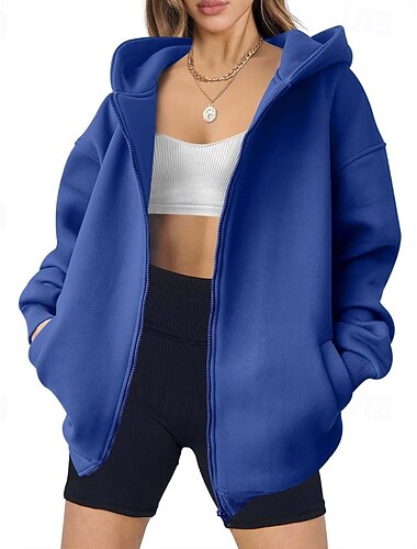  Női Cipzáras kapucnis pulóver Sima Alkalmi Hosszú ujj Kapucni Normál felsők Utca Szabadság Alkalmi Cipzár Zseb Medence Barna Világos szürke Ősz Tél