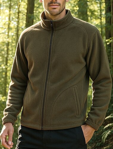  Men's Hiking Jacket Hiking Fleece Jacket Winter Outdoor Thermal Top Red Blue Green Grey